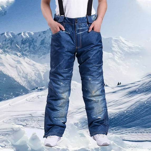 Ftwytp Men's Fleece Lined Snow Ski Pants Outdoor Waterproof Softshell Hiking Pants Winter Sweatpants Trousers Snowboarding Pants