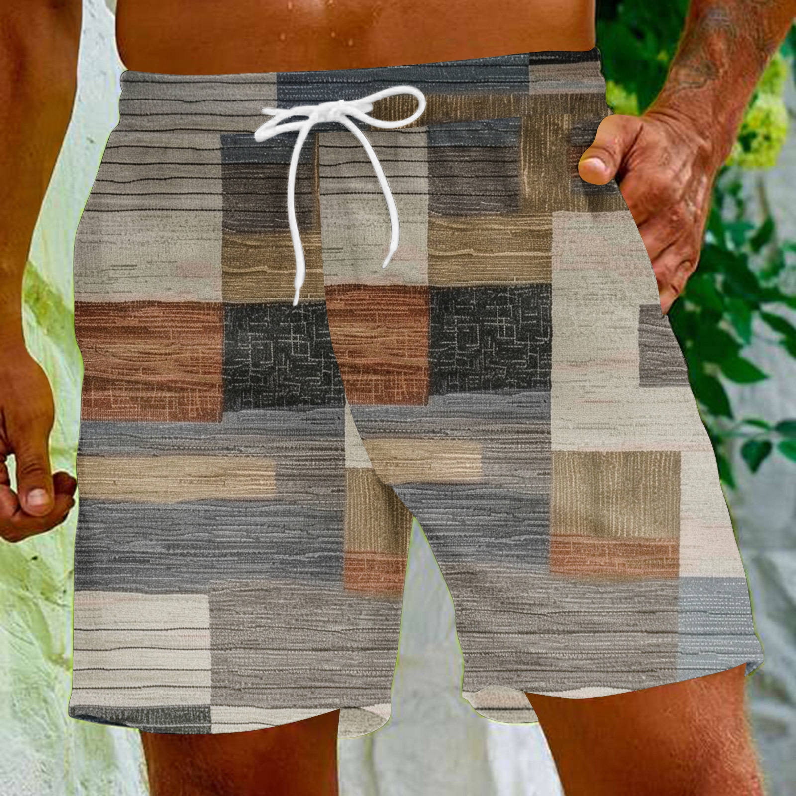 Ftwytp Men's Shorts 2024 Summer Trendy Color Block Half