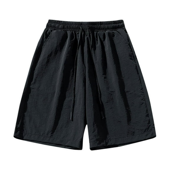 Ftwytp Men's Summer Casual Shorts Elastic Waist Drawstring Beach Shorts Lightweight Holiday Shorts with Pockets