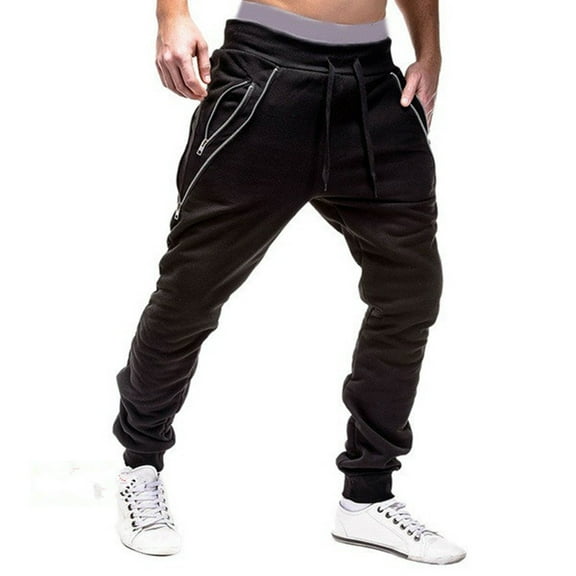 Ftwytp Men's Sweatpants Casual Solid Jogger Pants Drawstring Pocket Solid Color Trousers Fashion Full-Length Workwear Loose Casual Fitness Wear Athletic-Fit Sportswear