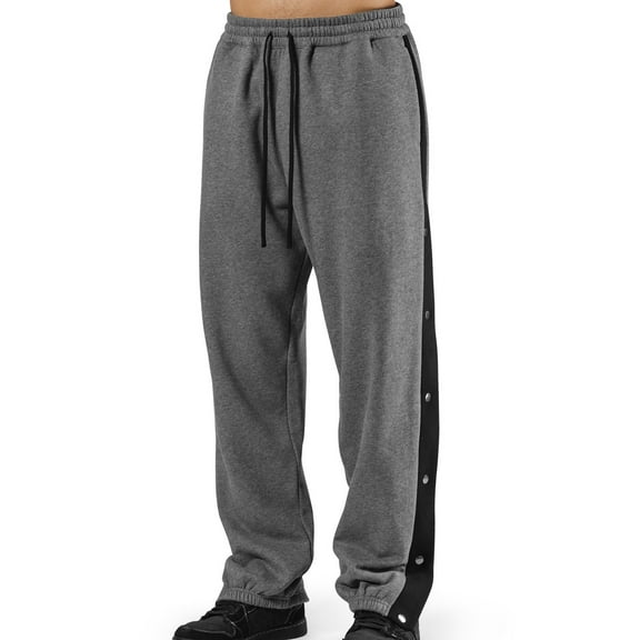 Ftwytp Men's Tracksuit Bottoms Sports Trousers with Side Button Placket Pants Basketball Casual Traning Track Warm Up Loose Open Leg Sweatpants with Pockets