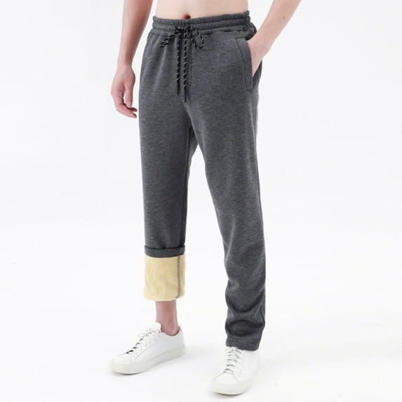 Ftwytp Men's Warm Fleece Sweatpants Double-Faced Polar Pants Thickened Outerwear Ankle-Length Sports Jogger Trousers Men Bottoms