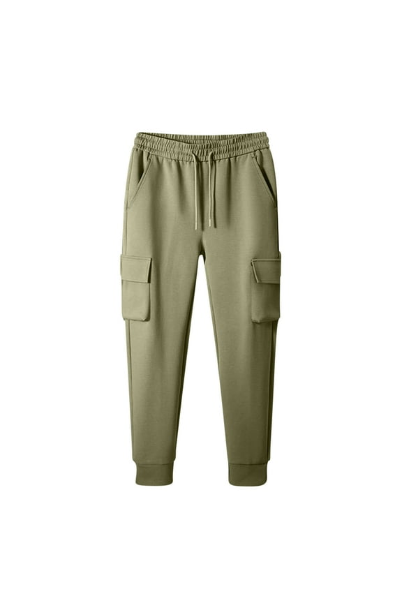 Mens Cargo Cuffed Slim Fit Bottom Track Pants Casual Trousers Jogging Cargo Pocket Work Wear Trouser