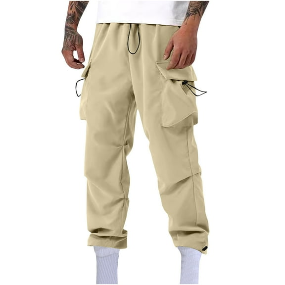 Ftwytp Mens Cargo Outdoor Trousers Casual Jogger Work Pants Regular Fit Drawstring Elastic Waist Sweatpants Sports Bottoms with Pockets