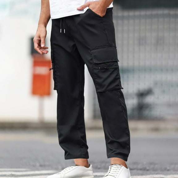 Ftwytp Mens Cargo Trousers Tracksuit Bottoms Open Hem Lightweight Quick Dry Joggers Trousers Drawstring Lounge Pants with Pockets Sweatpants Hiking Pants