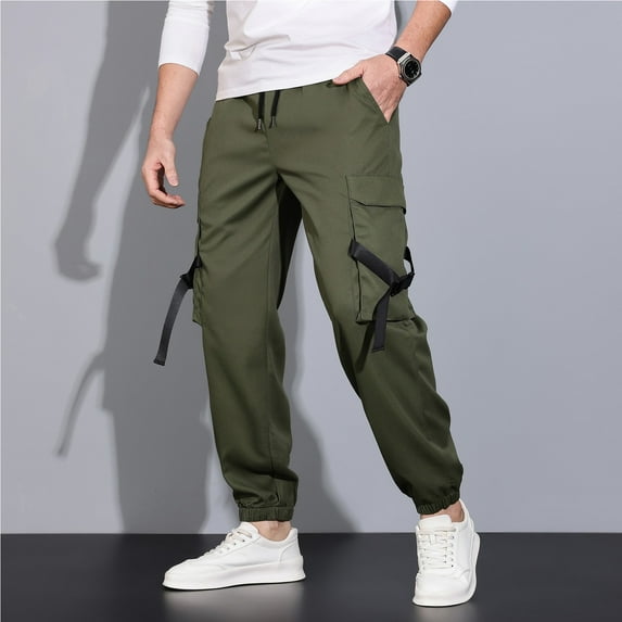 Ftwytp Mens Cargo Trousers Tracksuit Bottoms Open Hem Lightweight Quick Dry Joggers Trousers Drawstring Lounge Pants with Pockets Sweatpants Hiking Pants