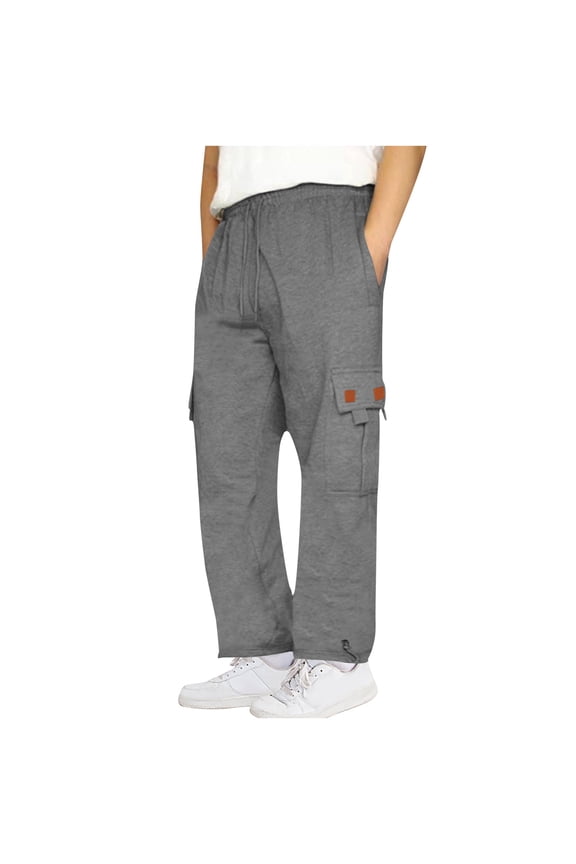 Mens Casual Cargo Workwear Trousers Elasticated Waist Combat Pants Loose Jogging Tracksuit Bottoms Lightweight Breathable Outdoor Sweatpants with Pockets