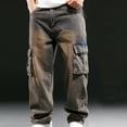 thumbnail image 1 of Ftwytp Mens Fashion Denim Cargo Trousers Loose Casual Oversized Work Wear Lightweight Stretch Waist Baggy Pants with Multi Pockets Jeans Joggers Streetwear, 1 of 6