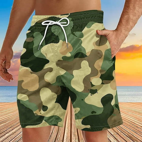 Ftwytp Mens Fashion Swim Trunks Drawstring Elastic Waist Tie Dye Print Beach Swimming Shorts Plus Size Holiday Casual Running Board Shorts with Pockets
