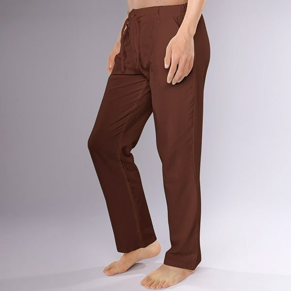 Ftwytp Mens Medieval Cotton Linen Pirate Pants Trousers Wide Leg Loose Fit Breathable Trousers Viking Renaissance Costume Drawstring Elastic Waist Pant with Pocket