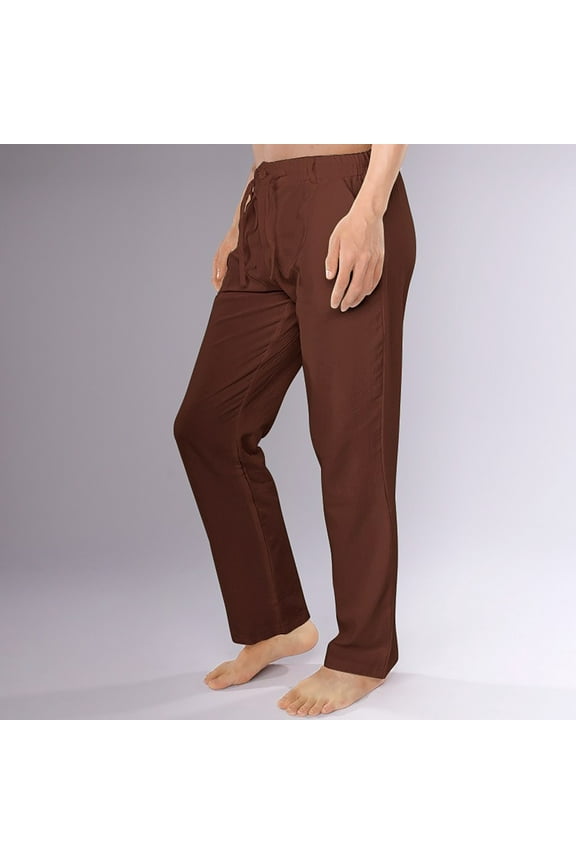 Mens Medieval Cotton Linen Pirate Pants Trousers Wide Leg Loose Fit Breathable Trousers Viking Renaissance Costume Drawstring Elastic Waist Pant with Pocket