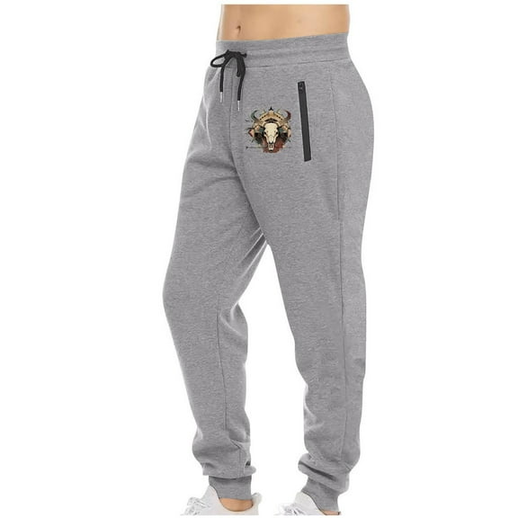 Ftwytp Mens Sports Drawstring Elastic Waist Joggers Pants Bodybuilding Workout Running Sweatpants Print Lace Up Pants Gym Sports Pants with Pockets