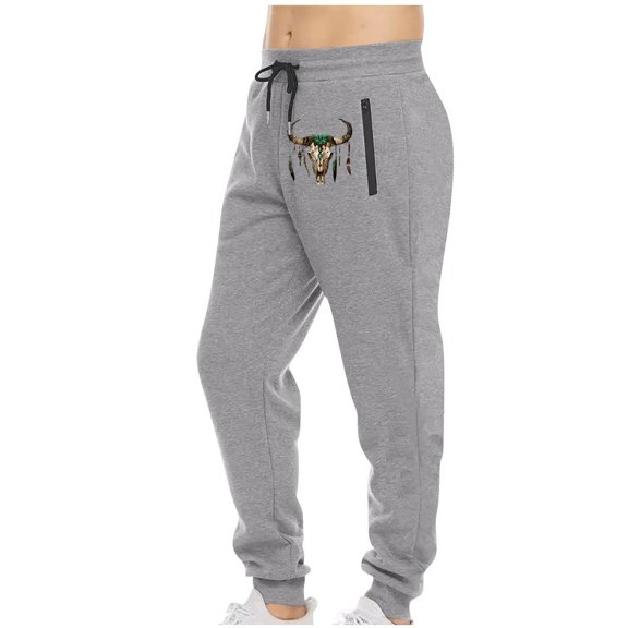 Ftwytp Mens Tracksuit Bottoms Fleece Lined Joggers Sweatpants with Zip Pockets Cute Cartoon Print Elasticated Waist Drawstring Sweatpants Winter Warm Trousers