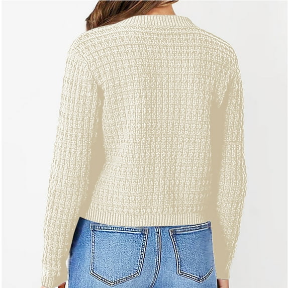 Ftwytp Open Front Cardigan for Women Casual Fashion Single Breasted Solid Color Long Sleeved Cardigan Loose V Neck Jacket Women Open Sweater Cardigan