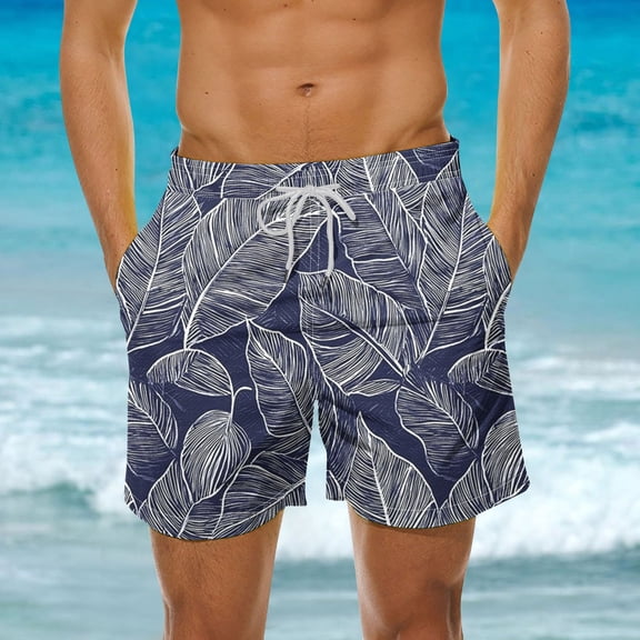 Ftwytp Summer Beach Shorts for Men Quick-Drying Breathable Swim Trunk Print Casual Boardshorts with Pockets Hawaiian Surf Shorts Holiday Outfits