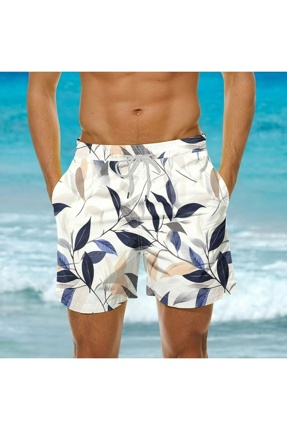 Summer Beach Shorts for Men Quick-Drying Breathable Swim Trunk Print Casual Boardshorts with Pockets Hawaiian Surf Shorts Holiday Outfits
