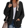 thumbnail image 1 of Ftwytp Sweater Jacket for Women Cable Knit Cardigan Solid Color Chunky Cardigans Loose Slouchy Oversized Wrap Cardigan with Pocket, 1 of 6