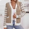 Ftwytp Sweaters for Women Clearance Fall Fashionable Striped Printing Contrasting Color Buttons Outwear Coats Knit Loose Fit Cardigan with Pockets