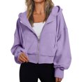 thumbnail image 1 of Ftwytp Sweatshirts For Women Full Zip Hoodie Oversized Plain Color Jackets Basic Long Sleeves Outerwear Fashion Trendy Clothes Loose Fit Baggy Coat, 1 of 6