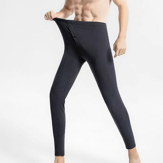 Ftwytp Thermal Running Leggings for Men Fleece Lined Compression Tights with Pocket Winter Sports Activewear Base Layer Pants