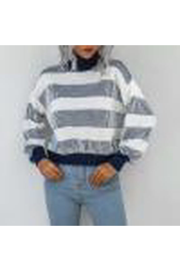 Turtle Neck Jumpers for Womens Turtleneck Stripe Print Sweaters Cable Knit Long Sleeve Tops Tunic Chunky Jumper Ribbed Knit Winter Fall Pullover