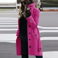 thumbnail image 1 of Ftwytp Women Casual Long Trench Windproof Coat with Belt Solid Colour Double-Breasted Lapel Collar Windbreaker Jacket Spring Autumn Coat, 1 of 6