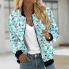 thumbnail image 1 of Ftwytp Women Floral Print Bomber Jacket Full Zip Slim Fit Long Sleeve Hoodless Lightweight Baseball Jacket Coat Casual Sweatshirts Jacket Leisure Coats, 1 of 5