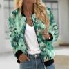 thumbnail image 1 of Ftwytp Women Floral Print Bomber Jacket Full Zip Slim Fit Long Sleeve Hoodless Lightweight Baseball Jacket Coat Casual Sweatshirts Jacket Leisure Coats, 1 of 5