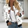 thumbnail image 1 of Ftwytp Women Floral Print Bomber Jacket Full Zip Slim Fit Long Sleeve Hoodless Lightweight Baseball Jacket Coat Casual Sweatshirts Jacket Leisure Coats, 1 of 5