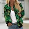 Ftwytp Women Floral Print Bomber Jacket Full Zip Slim Fit Long Sleeve Hoodless Lightweight Baseball Jacket Coat Casual Sweatshirts Jacket Leisure Coats