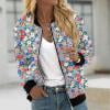 thumbnail image 1 of Ftwytp Women Floral Print Bomber Jacket Full Zip Slim Fit Long Sleeve Hoodless Lightweight Baseball Jacket Coat Casual Sweatshirts Jacket Leisure Coats, 1 of 5