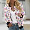 thumbnail image 1 of Ftwytp Women Floral Print Bomber Jacket Full Zip Slim Fit Long Sleeve Hoodless Lightweight Baseball Jacket Coat Casual Sweatshirts Jacket Leisure Coats, 1 of 5
