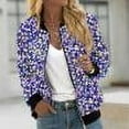 thumbnail image 1 of Ftwytp Women Floral Print Bomber Jacket Full Zip Slim Fit Long Sleeve Hoodless Lightweight Baseball Jacket Coat Casual Sweatshirts Jacket Leisure Coats, 1 of 5