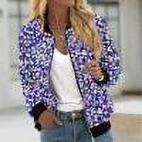 Ftwytp Women Floral Print Bomber Jacket Full Zip Slim Fit Long Sleeve Hoodless Lightweight Baseball Jacket Coat Casual Sweatshirts Jacket Leisure Coats