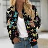 thumbnail image 1 of Ftwytp Women Floral Print Bomber Jacket Full Zip Slim Fit Long Sleeve Hoodless Lightweight Baseball Jacket Coat Casual Sweatshirts Jacket Leisure Coats, 1 of 5