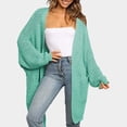 thumbnail image 1 of Ftwytp Women Knit Winter Cardigan Sweater Solid Color Long Sleeve Baggy Outwear Coat Elegant Casual Fall Winter Daily All Match Blouse Top Festival Clothes with Pockets, 1 of 3