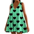 thumbnail image 1 of Ftwytp Women Plus Size V Neck Sleeveless Heart Print Pocket T Shirt Dresses Casual Midi Tank Dress Beach Cover up Sundress New Women's Casual Loose V-neck Sleeveless Printed Short Dress, 1 of 5