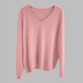 thumbnail image 1 of Ftwytp Women's Autumn and Winter V Neck 2024 Solid Color Pullover Loose Knitted Long Sleeved Bottoming Shirt Sweater, 1 of 4