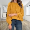 thumbnail image 1 of Ftwytp Women's Casual Round Neck Knitted Sweater Long Sleeve Solid Color Soft Loose Ribbed Pullover Sweater Top Pullover Wool Sweaters 2025, 1 of 6