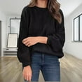 thumbnail image 1 of Ftwytp Women's Casual Round Neck Knitted Sweater Long Sleeve Solid Color Soft Loose Ribbed Pullover Sweater Top Pullover Wool Sweaters 2025, 1 of 6