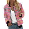Ftwytp Women's Fashion Casual Long-Sleeved Color Blocked Zipper Pocket Boho Baseball Coat Jacket Top 2024 Coats Winter Sweatshirts