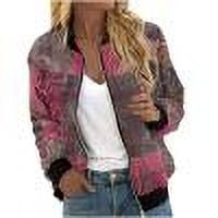 Ftwytp Women's Fashion Casual Long-Sleeved Color Blocked Zipper Pocket Boho Baseball Coat Jacket Top 2024 Coats Winter Sweatshirts