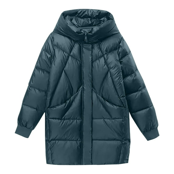 Ftwytp Women's Hooded Warm Winter Coat Quilted Thicken Puffer Jacket Winter Cotton Jacket With Hood Waist Plush Overcome Outer Coat