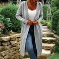 thumbnail image 1 of Ftwytp Women's Long Sleeve Cardigans Open Front Solid Color Sweater Coats Loose Kimono Knitwear Cardigans Mid Length Pocket Cardigan Jacket, 1 of 6