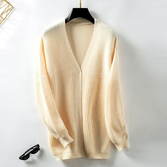 Ftwytp Women's Oversized Cardigan Open Front Knit Cardigan Sweaters Casual Loose Knitwear Mid-Length Warm Knit Coat Long Sleeve Outwear