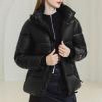 Ftwytp Women's Quilted Jacket Solid Color Pocket Drawstring Cotton Clothing Autumn And Winter Hooded Jacket Solid Color Pocket Long-Sleeved Hooded Coat