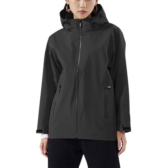 Ftwytp Women's Softshell Jacket Lightweight Fleece Lined Rain Jacket Waterproof Warm Windbreaker Coat With Removable Hood