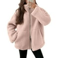 thumbnail image 1 of Ftwytp Women's Solid Winter Jackets Warm Faux Cozy Coats Long Sleeve Lapel Fleece Jacket with Pockets Casual Trendy Outerwear Winter Thermal Fluffy Overcoat, 1 of 8