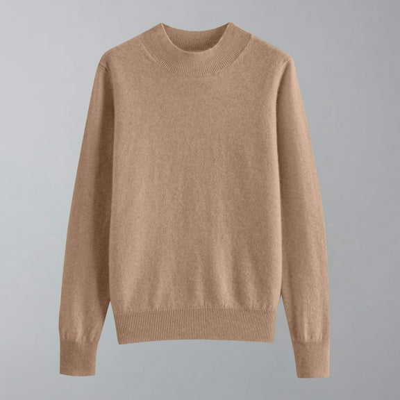 Ftwytp Women's Sweatshirts New Half High Collar Knitted Sweater Women's Autumn and Winter Short Pullover Solid Color Loose Sweater