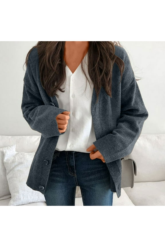 Womens Cardigan Short Chunky Cardigans Long Sleeve Jumpers Open Front Ribbed Knit Lightweight Outerwear for Winter Spring